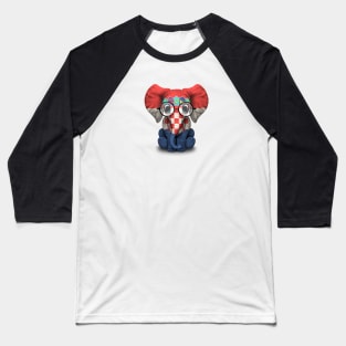 Baby Elephant with Glasses and Croatian Flag Baseball T-Shirt